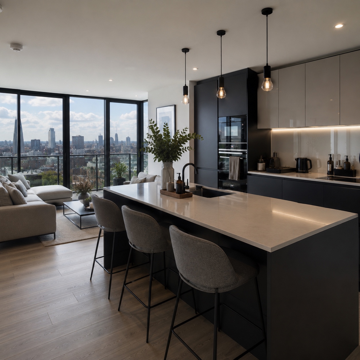 Designer kitchen in London apartment